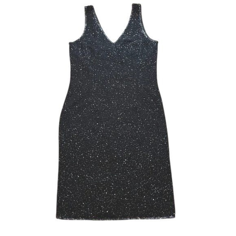 Vintage 90s JMD New York Black Beaded Cocktail Dress Size Small